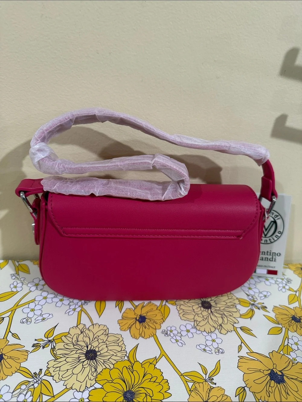 Valentino Orlandi Hot pink Shoulder Bag V Logo Silver Hardware Soho bag New